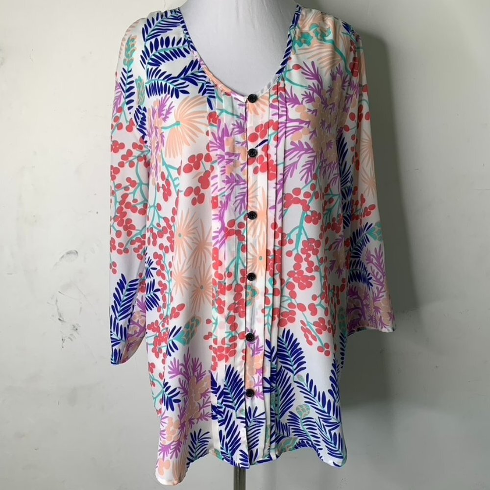 Yumi Kim Women's Lizzie Floral Multicolor Long Sleeve Blouse Size Medium